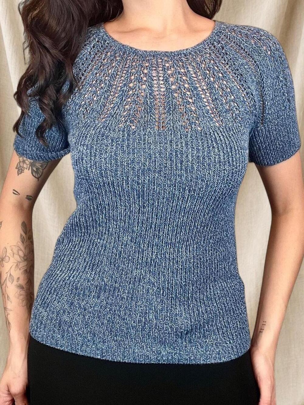 Dusty blue knit top